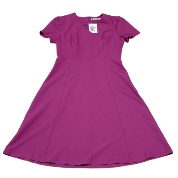 Daisy Dapper Retro Dress A-Line Midi V Neck Purple NWT Size Large L - Picture 4 of 16